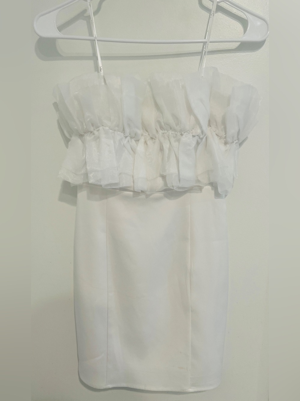Lulu's White Strapless Ruffle Mini Dress